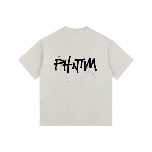 Black Logo Vintage Washed Oversized Cotton T-Shirt