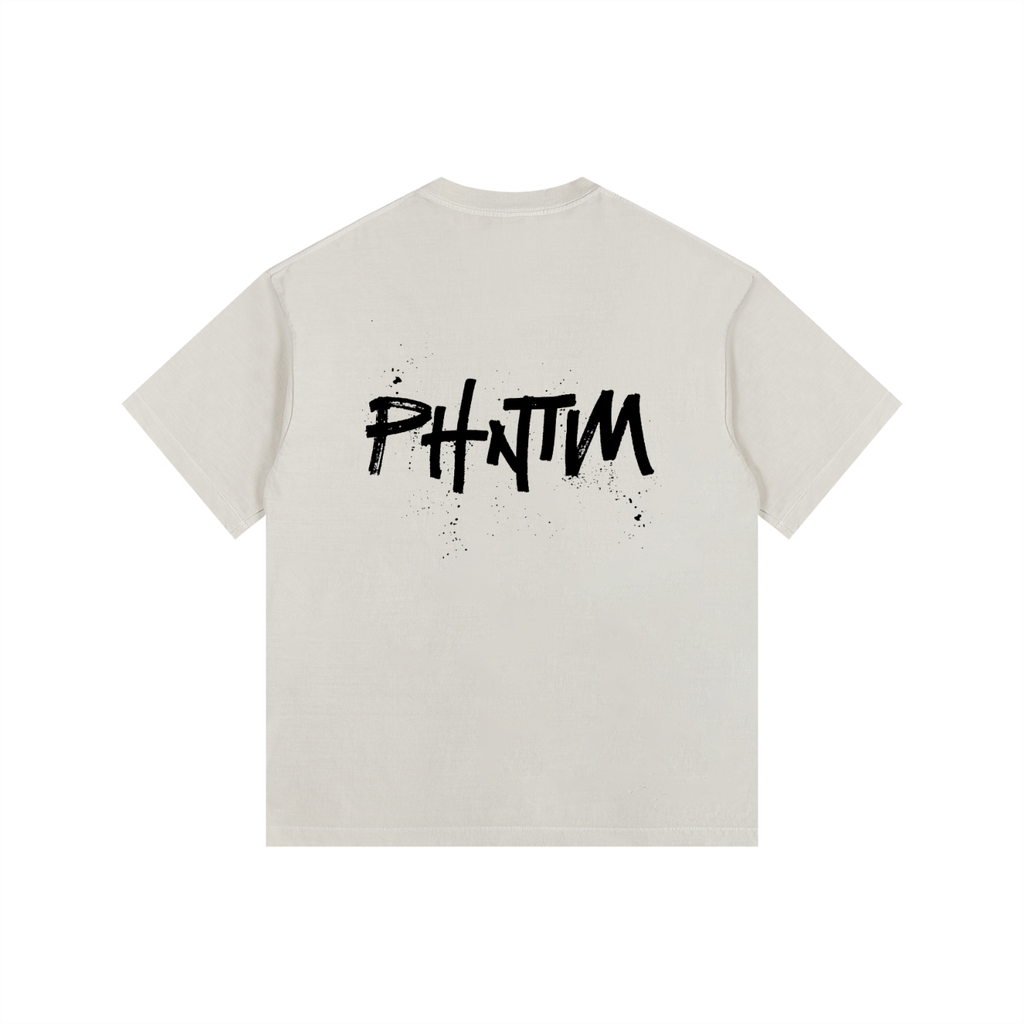 Black Logo Vintage Washed Oversized Cotton T-Shirt