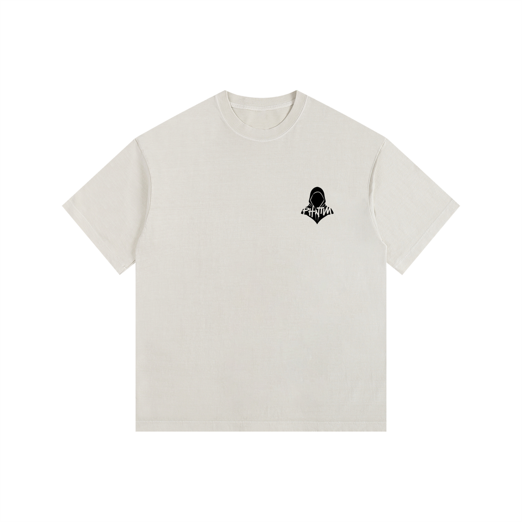 Black Logo Vintage Washed Oversized Cotton T-Shirt
