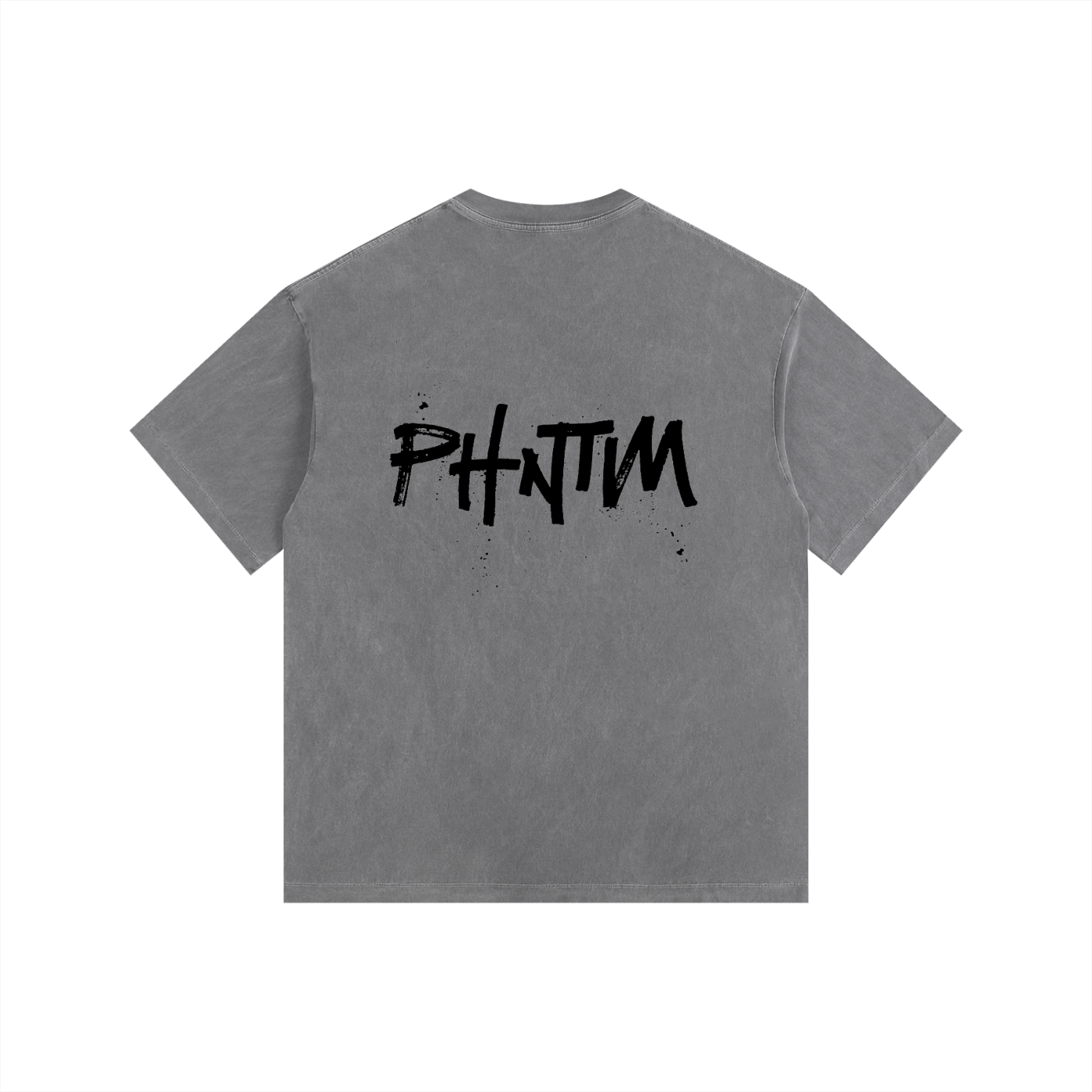 Black Logo Vintage Washed Oversized Cotton T-Shirt